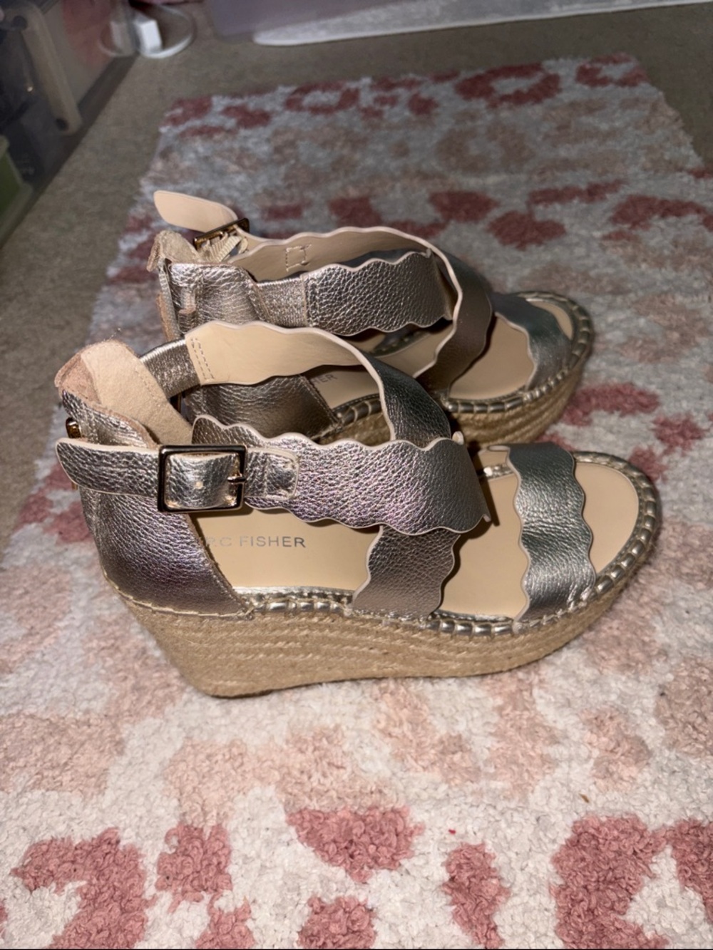 Women’s Marc Fisher strappy silver heels